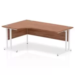 image of Dynamic Impulse 1800mm Left Crescent Desk Walnut Top White Cantilever Leg MI002136