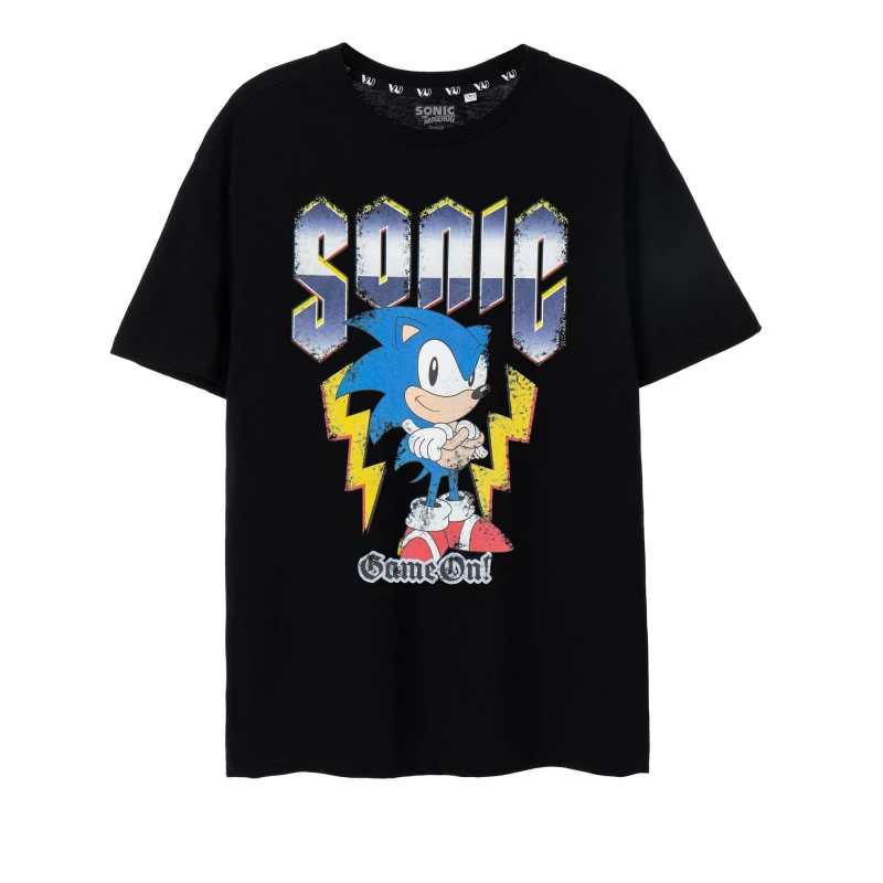 Image of Sonic the Hedgehog Sonic the Hedgehog Men Short Sleeved T-Shirt in Black Size: Small Black S Male 5063203017188