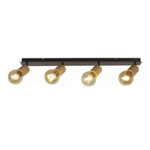 Image of Spinny 4 Light Bar Spotlight- Wood & Black Metal