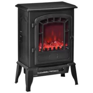 image of HOMCOM Free standing Electric Fireplace Stove, Fireplace Heater with Realistic Flame Effect, Overheat Safety Protection, 1000W/2000W, Black