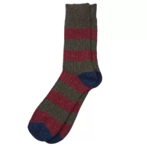Image of Barbour Mens Houghton Stripe Socks Olive/Red Large