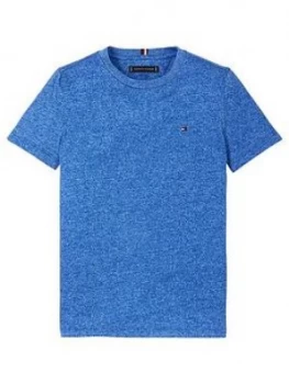 image of Tommy Hilfiger Boys Short Sleeve Essential Flag Marl T-Shirt - Blue