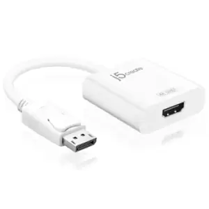 Image of j5create JDA158 DisplayPort to 4K HDMI Active Adapter, White