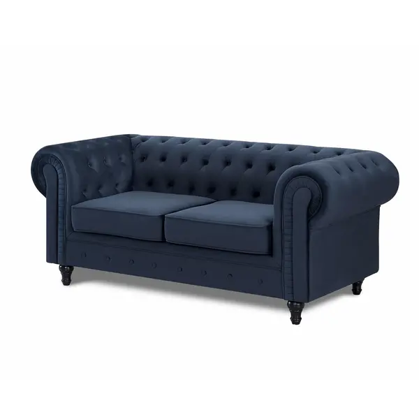 image of Home Detail Chesterfield Velvet 2 Seater Sofa Navy