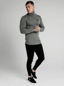 Image of SikSilk Rib Turtle Neck - Grey, Size XL, Men