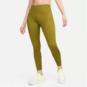 Image of Nike Dri-FIT Go Womens Firm-Support Mid-Rise 7/8 Leggings with Pockets - Green