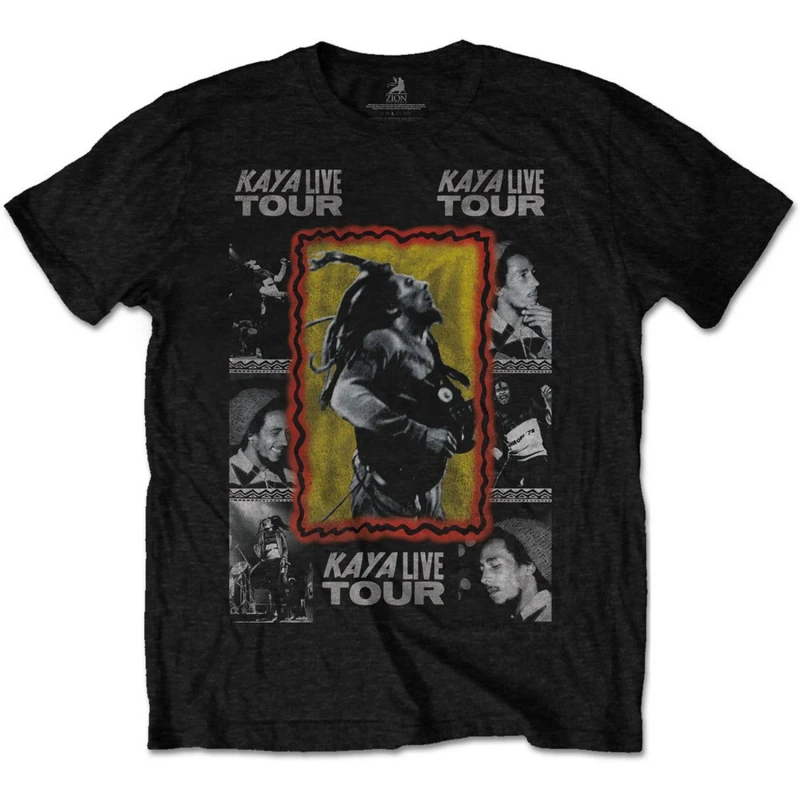Image of Bob Marley Bob Marley Men Kaya Tour Back Print T-Shirt in Black Size: Medium Black M Male 5063425422685