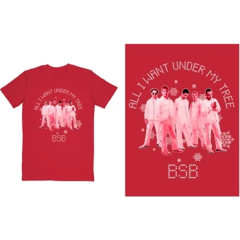Image of Backstreet Boys - All I Want Xmas Unisex Large T-Shirt - Red