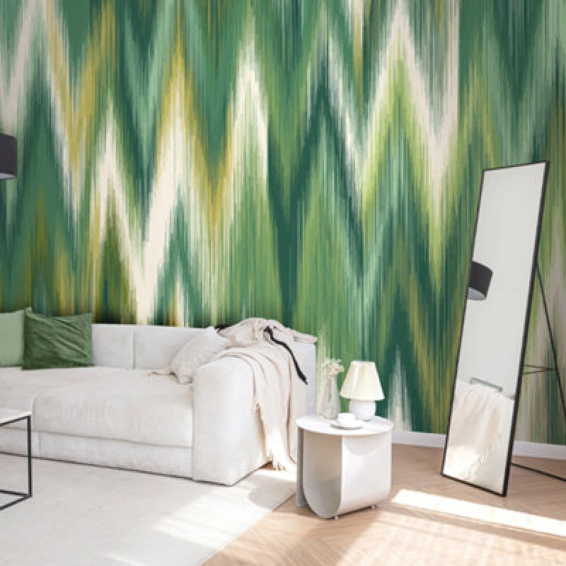 Image of Origin Murals Ikat Zig Zag - Forest Green Matt Smooth Paste The Wall Mural 350Cm Wide X 280Cm High