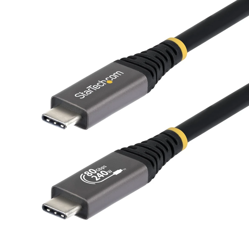 Image of StarTech.com StarTech.com 1.5m (5ft) USB4 Cable, 80Gbps, USB-IF Certified USB-C Cable, 240W PD, 8K 120Hz/4K 240Hz DP2.1 DP80, TPE Jacket, Thunderbolt
