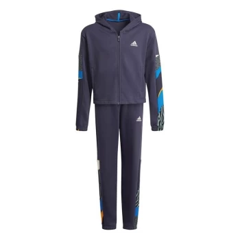 image of adidas AOP Fleece Tracksuit Juniors - Blue