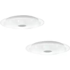Image of 2 PACK Wall Flush Ceiling Light White Shade White Chrome Crystal Effect LED 36W