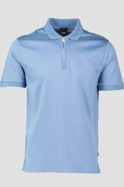 image of BOSS Black Polston Cotton Polo Shirt - L Blue Tops male 50513375-459 L