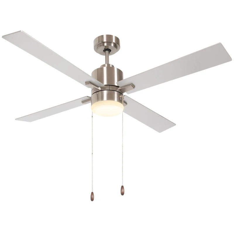 Image of HOMCOM Mounting Reversible Ceiling Fan with Light, Pull-chain Silver - Homcom 5056725516819