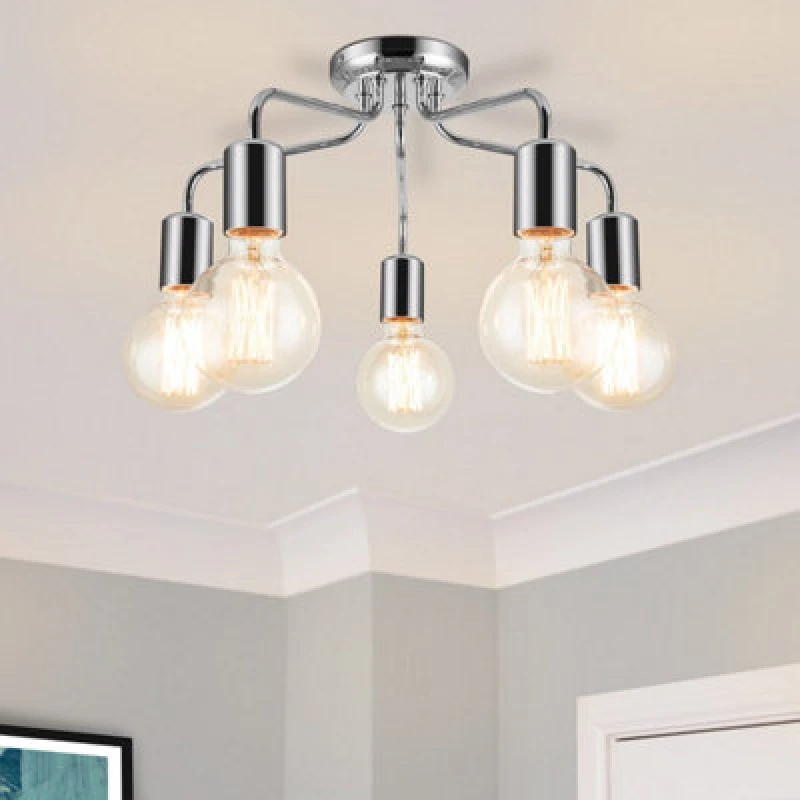 Image of Cosylyte Fraser 5 Light Modern Metal Ceiling Flush Light - Chrome