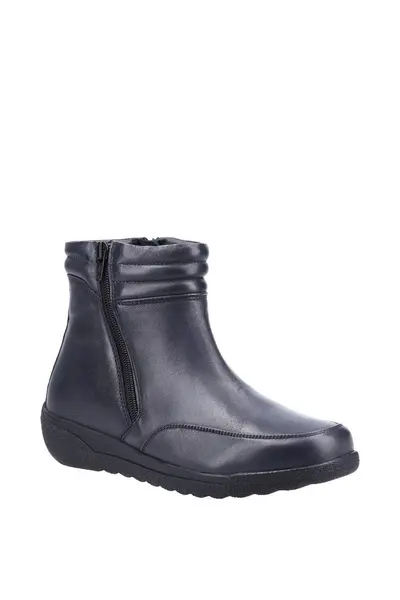 Image of Fleet & Foster Womens Morocco Twin Zip Leather Ankle Boots UK Size 6 (EU 39) NAVY FLE129-NAVY-6