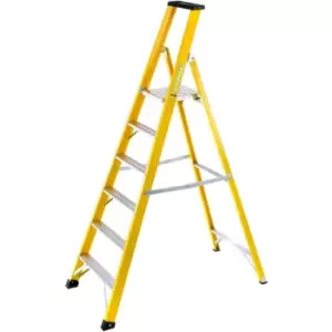 image of 1.4m FIBREGLASS Platform Step Ladders 6 Tread Professional Lightweight Steps