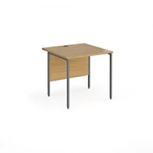 Image of Dams International Rectangular Straight Desk with Oak Coloured MFC Top and Graphite H-Frame Legs Contract 25 800 x 800 x 725mm