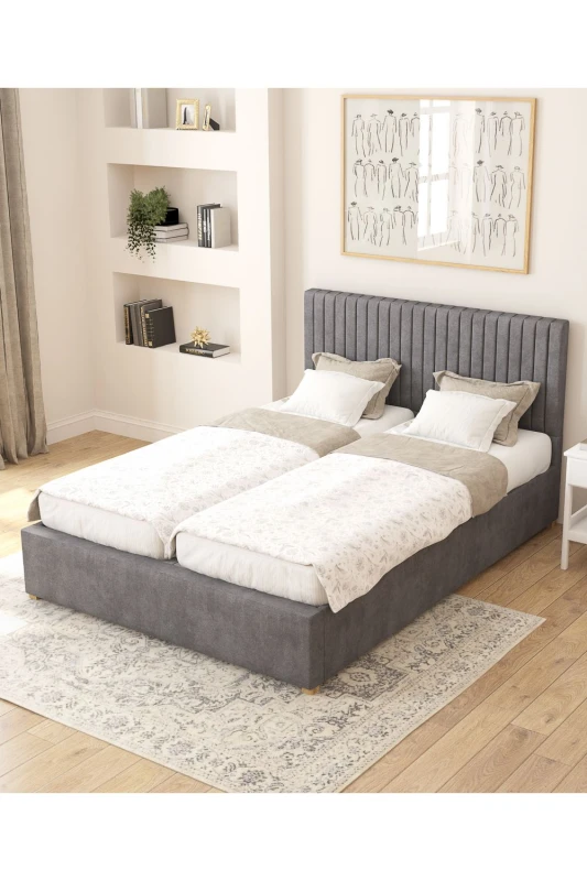 Image of Electronic Aspire Kingsize Velvet Adjustable Bed with Mattress - Steel