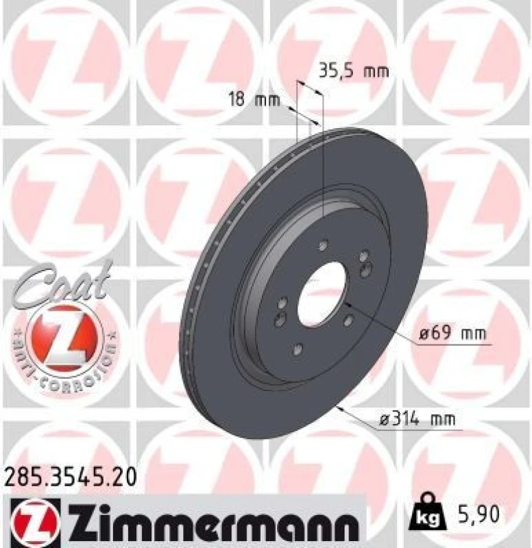 Image of ZIMMERMANN Brake disc ZIMMERMANN 285.3545.20