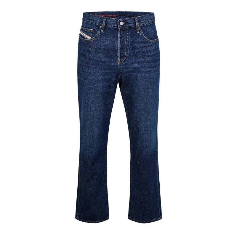 Image of Diesel Mens Low-Rise Straight Leg Jeans Blue Denim male 34W R