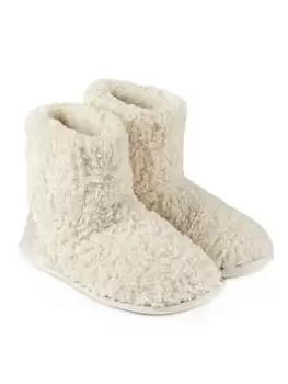 image of TOTES Curly Fur Memory Foam Bootie - Cream, Size 4, Women