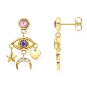 image of THOMAS SABO Gold Plated Violet Zirconia Lucky Eye Drop Earrings