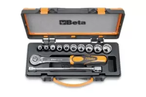 Image of Beta Tools 920AS/C10 12pc 1/2" Sq Dr Bi-Hex Socket, Ratchet & Extension Bar Set