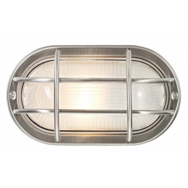 Image of Happy Homewares Stainless Steel Cast Aluminium Outdoor Oval Bulkhead Wall Light
