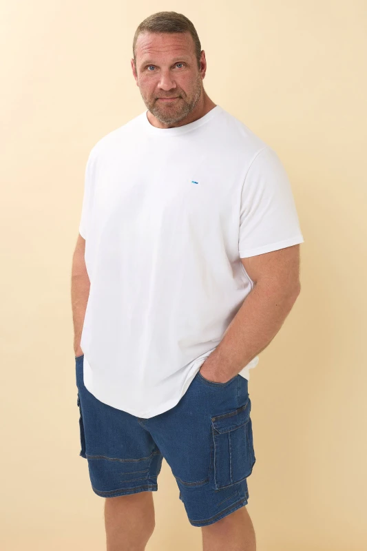 Image of BadRhino BadRhino Men Elasticated Waist Denim Cargo Shorts in Dark Indigo Size: 4X-Large Dark Indigo 4XL Male 5063589072818