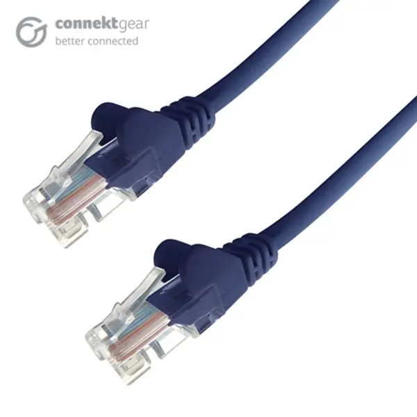 image of Connekt Gear 15m RJ45 CAT5e UTP Stranded Flush Moulded Network Cable - 24AWG - Blue