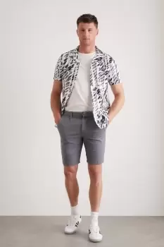 Image of Womens Grey Pleat Front Fine Twill Shorts