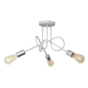 image of Oxford Multi Arm Semi Flush Ceiling Light White, Chrome 50cm