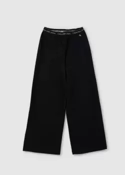 Image of Calvin Klein Kids Logo Tape Wide Leg Punto Pants In Ck Black