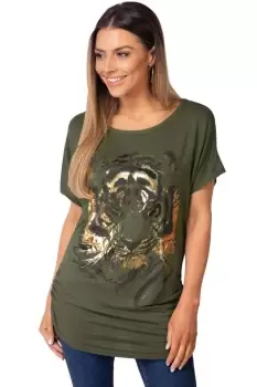 Oversize Shiny Tiger Print T-Shirt