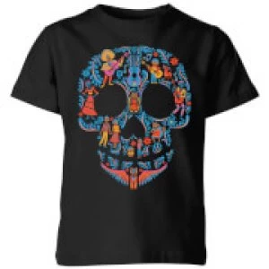 Image of Coco Skull Pattern Kids T-Shirt - Black - 11-12 Years