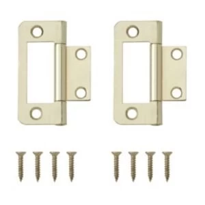 image of Brass effect Metal Flush hinge Pack of 8