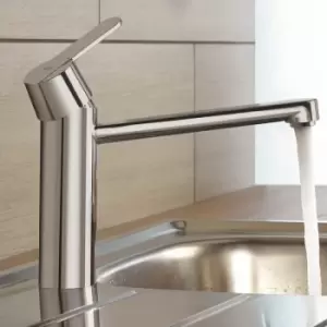 image of Grohe Get Kitchen Mixer Tap Single Lever Swivel Spout Chrome 30196000 - Silver