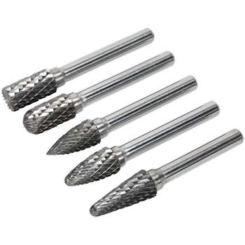 Image of Sealey 5 Piece Tungsten Carbide Rotary Burr Set
