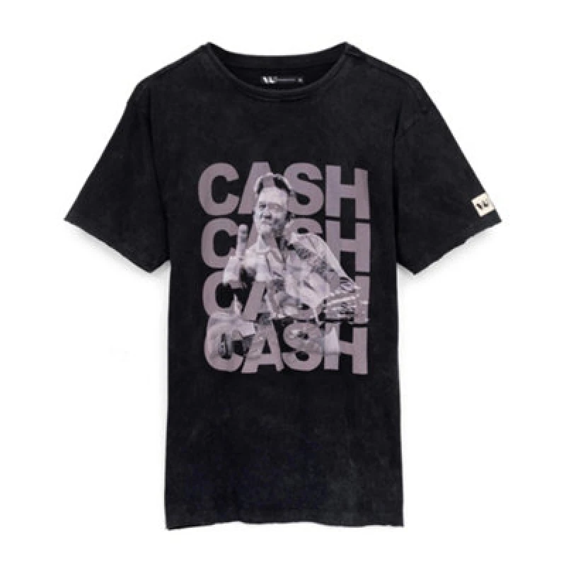 Image of Johnny Cash Johnny Cash Men Short Sleeved T-Shirt in Black Size: Small Black S Male 5056210189672