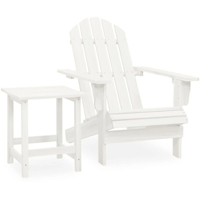 Image of VIDAXL Vidaxl - Garden Adirondack Chair with Table Solid Fir Wood White 8720286241004