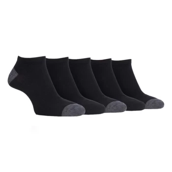 image of Farah 5 Pack Bamboo Trainer Socks Mens - Black