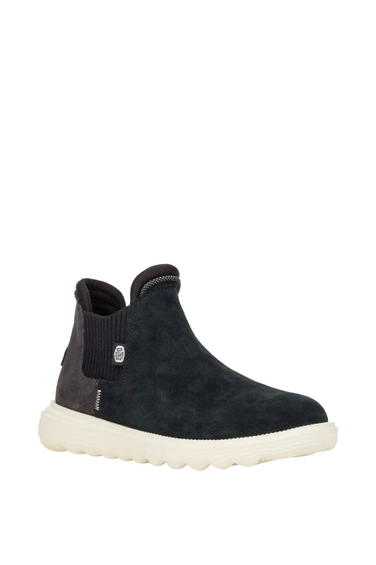 Image of HEYDUDE Branson Suede Novelty Ankle Boots Black