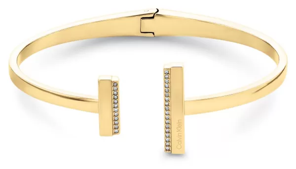 Image of Calvin Klein 35000161 Ladies Linear Hinged Gold Stainless Jewellery