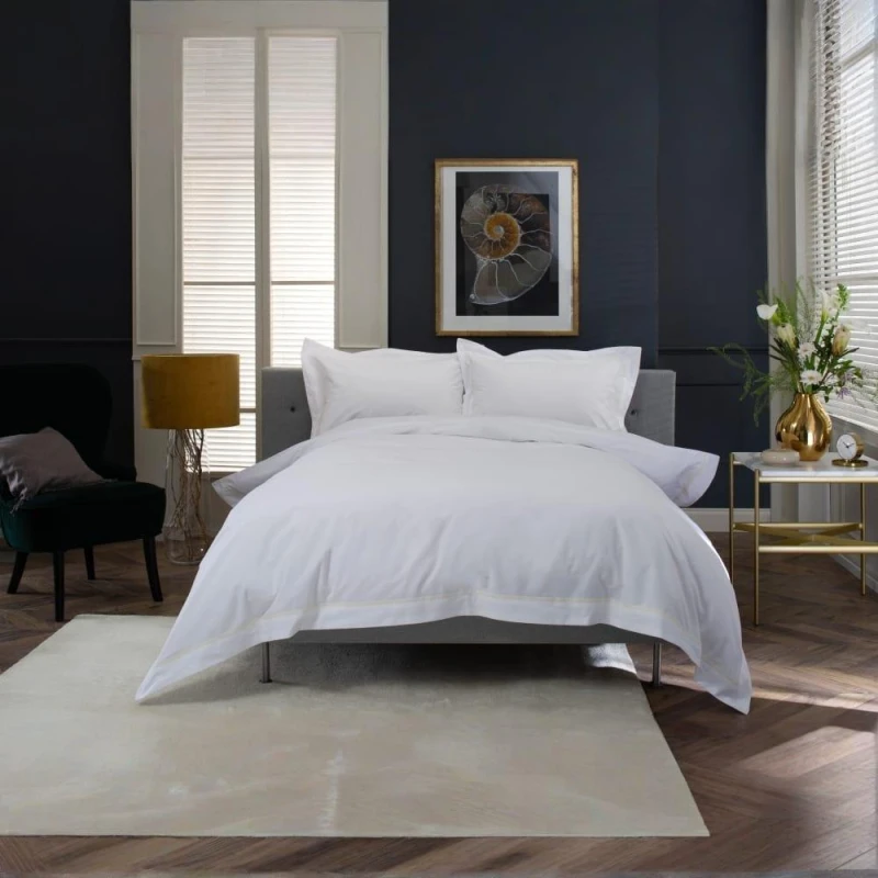 Image of The Lyndon Company Hampstead Percale Cotton Duvet Set Cream unisex Single