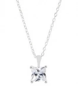 Image of Accessorize Accessorize Princess Cut Cz Solitaire Necklace
