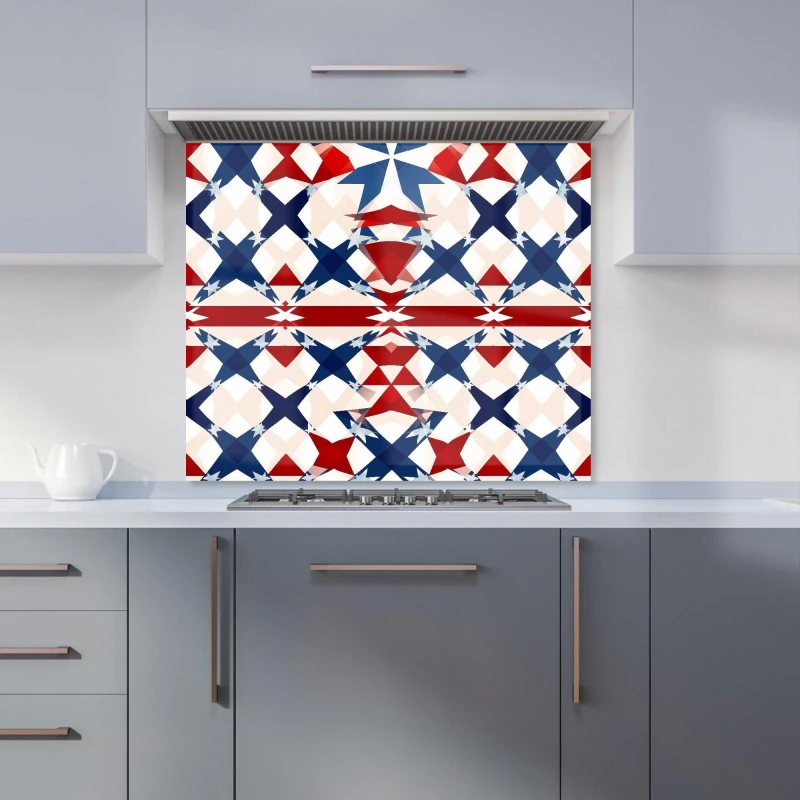 Image of Warren Reed - Designer American Flag Abstract Pattern Kitchen Splashback in Blue Size: 700mm x 650mm Blue Unisex 700mm x 650mm