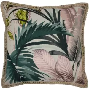 image of Amazonia Tropical Jute Trim Cushion Pink - Pink - Furn.