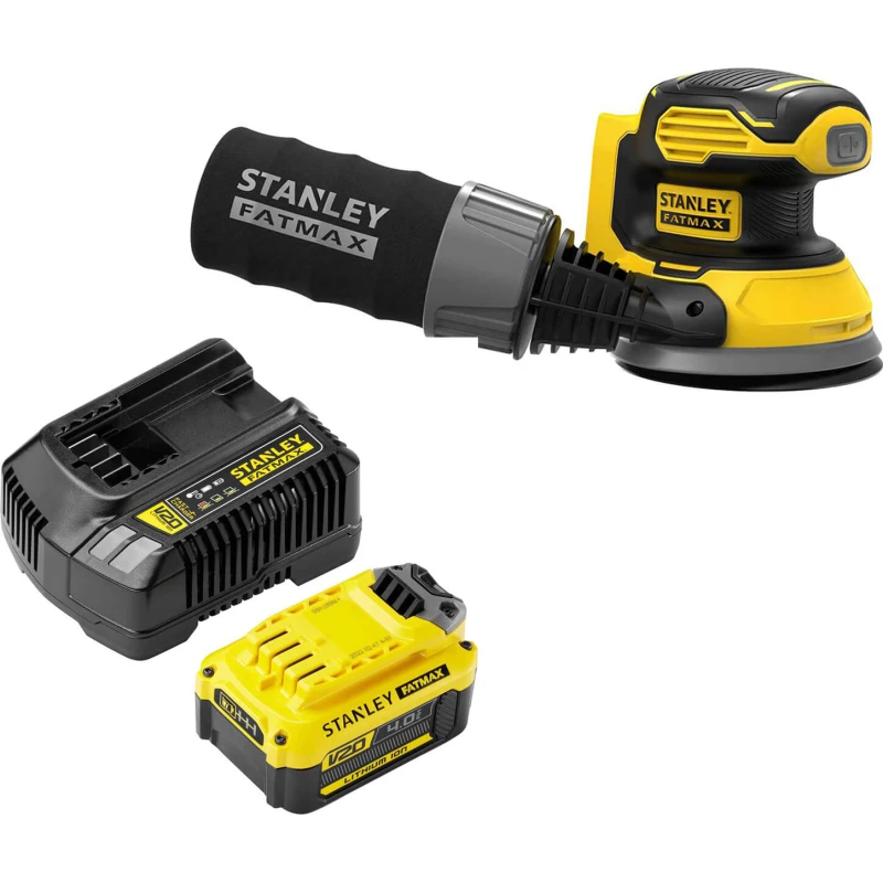 Image of Stanley Fatmax V20 SFMCW220 18v Cordless Random Orbit Disc Sander 125mm SFMCW220M1 Batteries: 1 x 4ah Li-ion