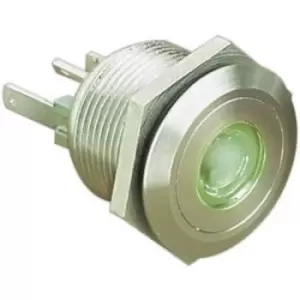 Image of Bulgin MPI001/28/GN Tamper-proof pushbutton 24 V DC 0.05 A 1 x Off/(On) momentary Green (Ø x L) 22mm x 32.7mm IP66